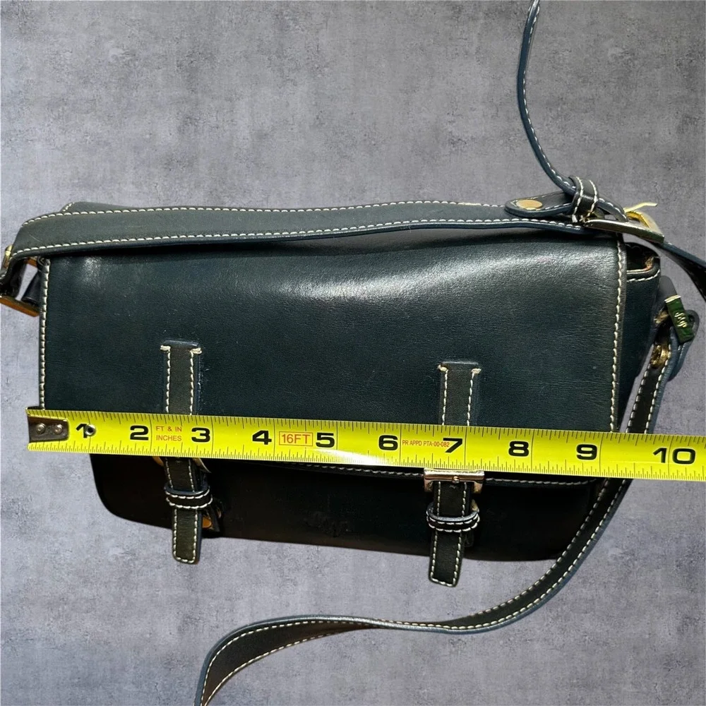 Monsac‎ Leather Satchel Bag Womens Medium Teal Green Buckle Crossbody